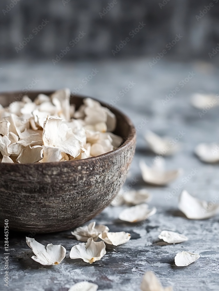 Aufkleber natural dried flower petals in a rustic bowl on a textured surface creating a cozy atmosphere : gene