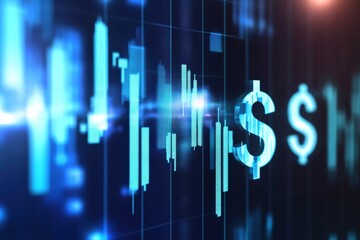 Fototapeta premium Abstract Financial Data Visualization with Dollar Symbol and Stock Market Trends