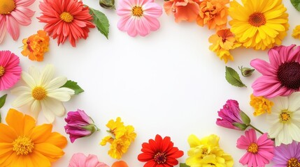 A vibrant arrangement of colorful flowers, creating a lively and cheerful atmosphere.