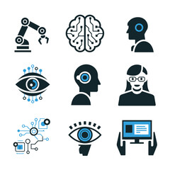 vector Artificial Intelligence model Robot  with ai info-graph design help in business
