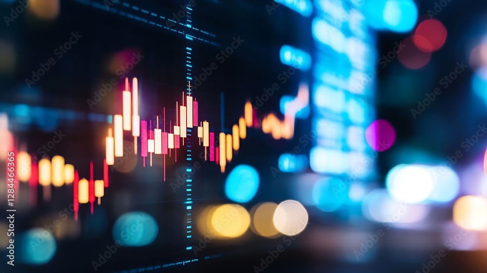 Aufkleber financial market analysis displaying detailed stock price movements with colorful visuals : generati