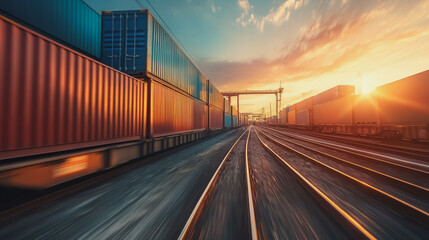 Global business of Container Cargo freight train for Business logistics concept, Air cargo trucking, Rail transportation and maritime shipping, Online goods orders worldwide. Container truck in ship

