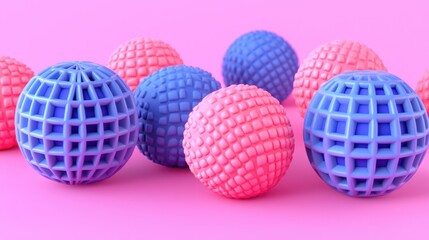 Abstract 3D spheres, geometric shapes, pastel colors, studio background, digital art, graphic design