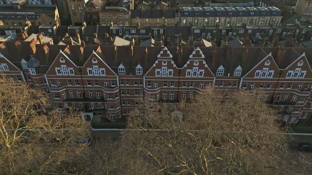 Aerial view of Battersea area in the city