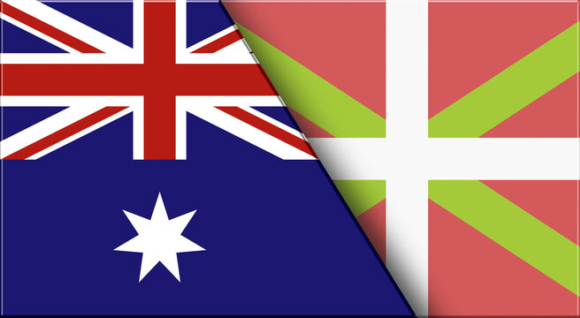 Flags of Australia and Basque. Australian and Basque Country National flags
