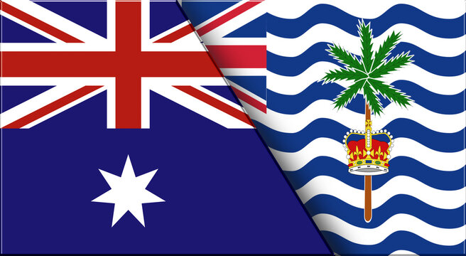 Flags of Australia and British Indian Ocean Territory. Fabric Texture