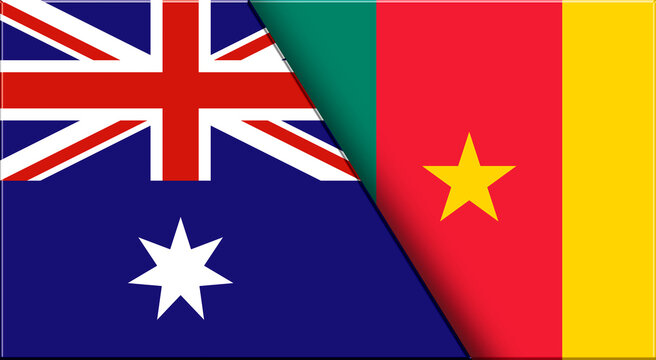 Flags of Australia and Cameroon. Australian and Cameroonian National flags