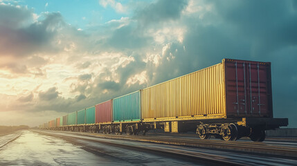 Obraz premium Global business of Container Cargo freight train for Business logistics concept, Air cargo trucking, Rail transportation and maritime shipping, Online goods orders worldwide. Container truck in ship