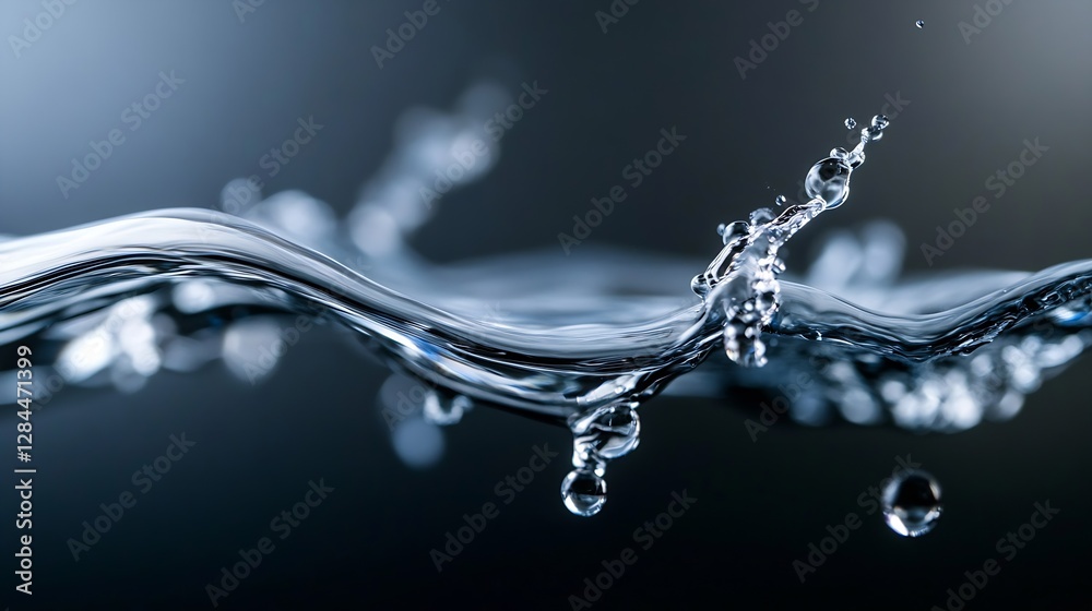 Leinwandbilder CloseUp of Water Splashing in Dynamic Motion with Crystal Clear Drops in Focus : Generative AI