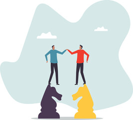 Negotiation skill to deal with competitor, agreement or partnership decision, collaboration strategy to success together.business concept.flat character.