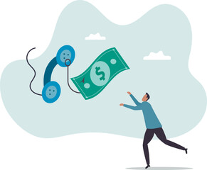 Phone scam, telephone call lying about fake investment, fraud to steal money from victim, financial crime .business concept.flat character.