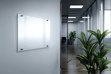 Contemporary Glass Signage in Office Setting