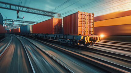 Obraz premium Global business of Container Cargo freight train for Business logistics concept, Air cargo trucking, Rail transportation and maritime shipping, Online goods orders worldwide. Container truck in ship 