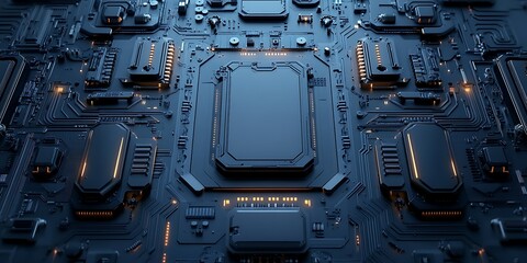 Fototapeta premium Futuristic Circuit Board, Technological Detail, High-Tech Design