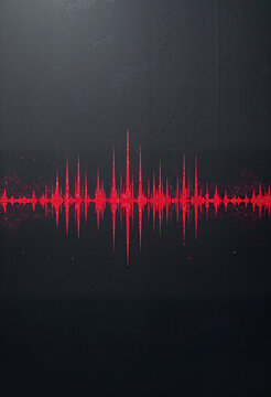 Red sound wave on black background