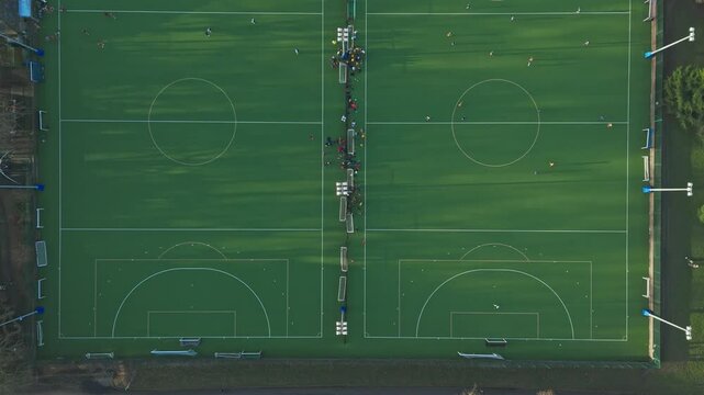 Aerial view of two football pitches