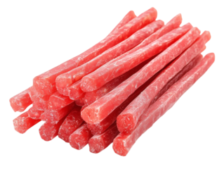 Red gummy candies isolated on a transparent background
