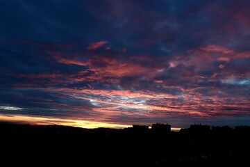 view at picturesque colorful clouds,lights during sunset