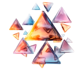 Triangular prisms isolated on transparent background