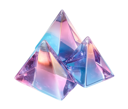 Triangular prisms isolated on transparent background