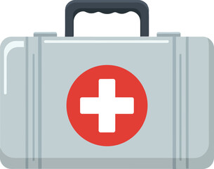 First aid kit design in flat style showcasing medical symbols and tools vector illustration