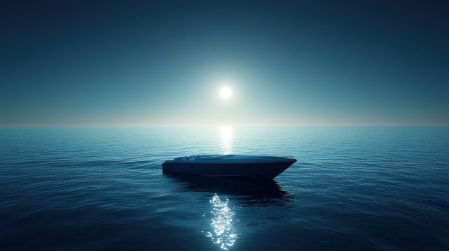 Solitary yacht at dawn on a tranquil sea