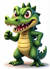 Angry crocodile cartoon mascot character