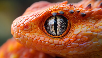 Fototapeta premium close up of colorful reptile eye, Generative AI
