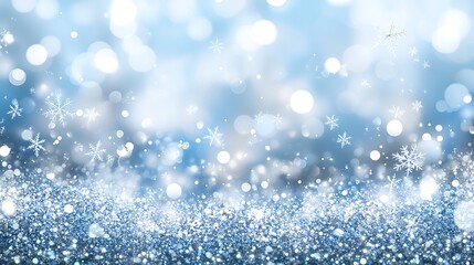 A Winter Wonderland Scene with Snowflakes and Glittering Lights