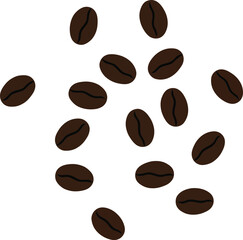 Obraz premium Coffee beans scattered in a minimal style design for modern kitchens vector art