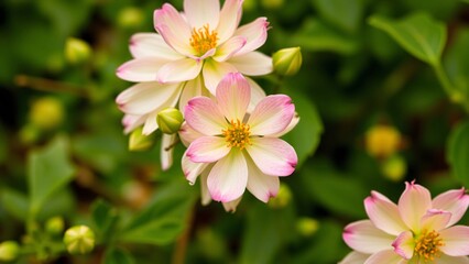 Fototapeta premium Delicate Pink and White Dahlias in Full Bloom