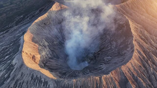 Aerial view of the active volcano Bromo in Indonesia.