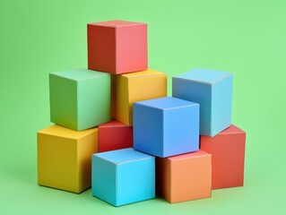 Fototapeta premium A set of colorful stacking cubes for children's learning and play activities.