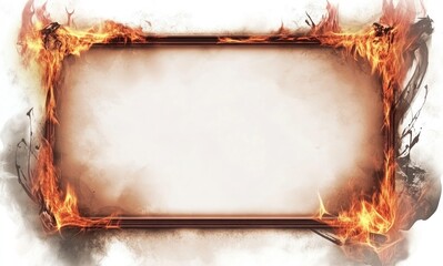 A burning fire frame on a transparent background