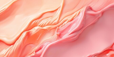 Obraz premium Abstract background with soft peach-colored waves of liquid paint, pastel tones