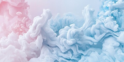 Elegant and fluid background with pastel blue, pink, and white colors, creating an atmosphere of tranquility and serenity