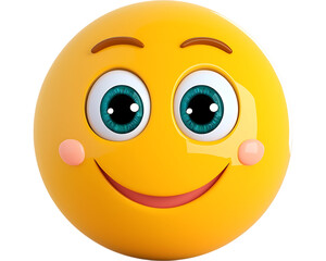 Fototapeta premium 3D happy face smiling, isolated, for emotional expression, on a solid background, for web or app design