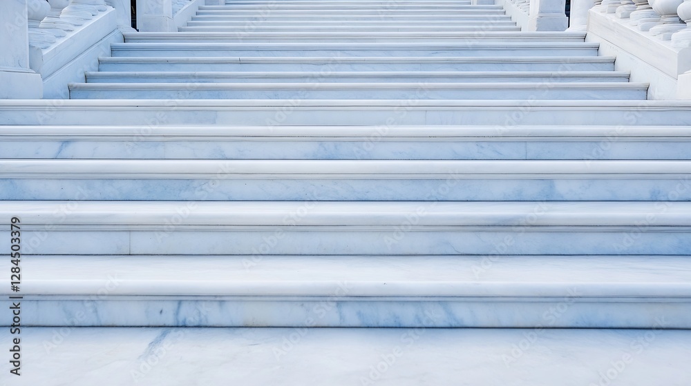 Poster Elegant view of pristine marble steps leading up to an impressive structure or building : Generative AI