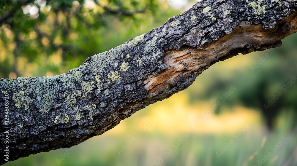Poster closeup view of a textured tree branch covered in lichen showcasing natural beauty and detail : gene