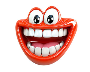 Obraz premium Red Face Cartoon Character's Big Smile Against Black Background. Use Positive message