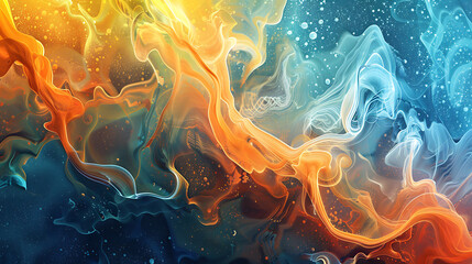 Obraz premium Iridescent energy waves forming intricate, flowing fluid designs
