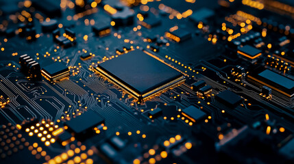A close up of a computer motherboard with a chip on it