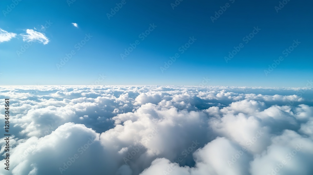 Poster expansive blue sky with soft white clouds flowing gently across the horizon : generative ai