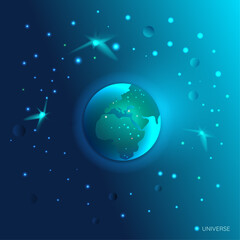 planet earth surrounded by stars, universe