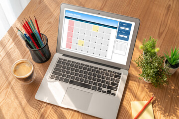 Fototapeta premium Calendar on computer software application for modish schedule planning for personal organizer and online business