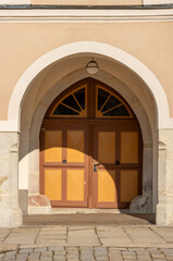 Gate of a historical house, Telc, Czech repulic