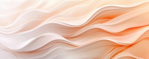 Obraz premium Abstract peach and cream fluid waves art with soft textures and curves