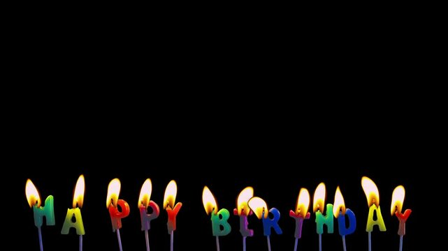 birthday candles on black background - candle on birthday letters - candle on birthday word - birthday mock up