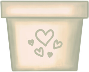 Lovely style and colors with hearts pattern of creamy pot for grow plant.