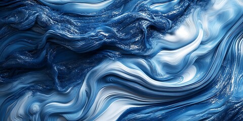 Obraz premium Abstract Fluid Motion in Blue and White